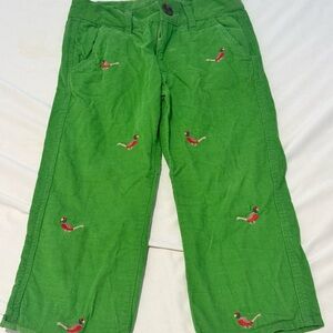 Beaufort Bonnet Company Green Corduroy Pants with Bird Embroidery